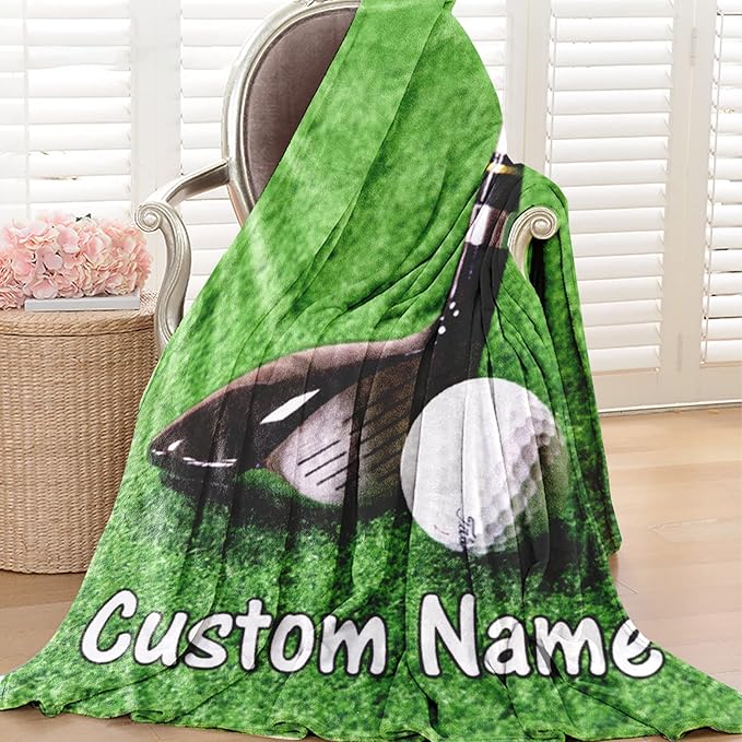Personalized Custom Blanket: Soft Flannel Throw with Name & Number - Super Soft, Perfect for Kids, Boys, Girls, Women, Men Golf Lovers (30" x 40")