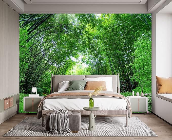 Green Bamboo Forest Wall Mural Wallpaper for Bedroom 137" x 100"