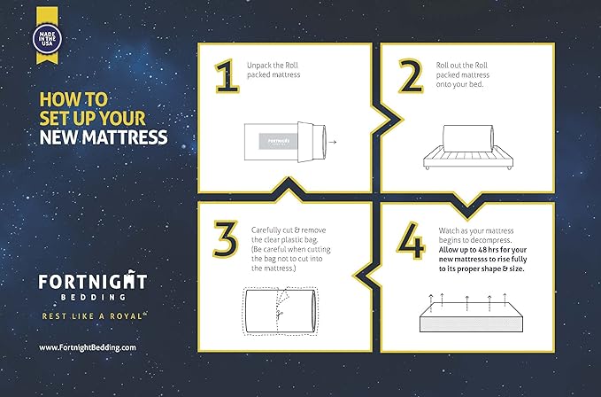 Fortnight Bedding 8 inch California King Size Gel-Infused Memory Foam Mattress with White Stretch Knit Fabric - CertiPUR-US Foam – 10 Year Warranty - Made in USA