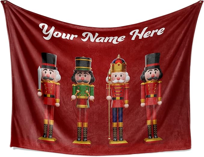 Custom Nutcracker Throw Blanket | Warm Fuzzy Christmas Blankets | Plush Fleece Sofa Throw | Christmas Bedding | Holiday Home Decor | Nutcracker Figures | Super Soft Couch Blanket (Fleece 50x60)