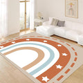 Machine Washable Rainbow Rugs Bedroom Fluffy Plush Soft Area Rugs Star Rainbow Patterns Living Room Non-Slip Indoor Flooring Kids Girls Boys Home Decor Aesthetics 4x5ft