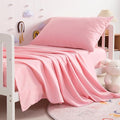NTBAY Toddler Sheet Set - 3-Piece Microfiber Crib Sheet Set - Flat Sheet, Fitted Sheet, Pillowcase - Solid Toddler Bedding, Pink