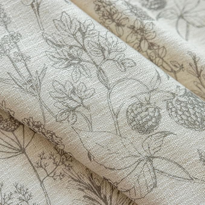 ENJOYBRIDAL Floral Curtains 63 Inch Length Vintage 2 Panels Drapes Short Rod Pocket Semi Sheer Rustic Window Curtain Panels Bedroom Boho Tassel Living Room Farmhouse Botanical Window Treatments