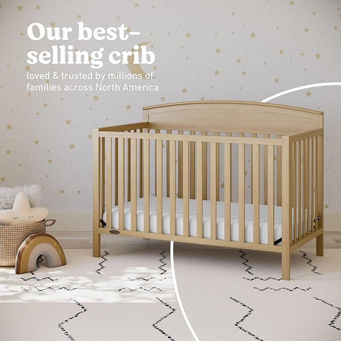 Graco Benton 5-in-1 Convertible Crib (Driftwood) – GREENGUARD Gold Certified, Converts from Baby Crib to Toddler Bed, Daybed and Full-Size Bed, Fits Standard Full-Size Crib Mattress