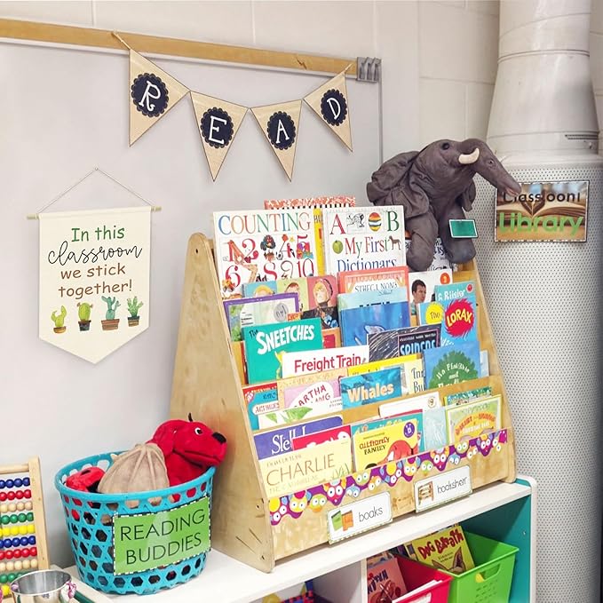 Plant Classroom Decor, in This Classroom We Stick Together Linen Canvas Banner, Teacher Must Haves, Positive Affirmations Wall Hanging Pennant Flag Banner for Preschool Homeschool Decor, 15x11in
