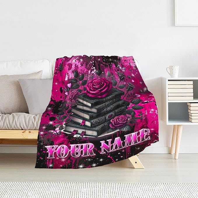 Custom Blanket for Women - 60" x 80" Book Lovers Gifts for Girls - Gothic Throw for Bed, Living Room