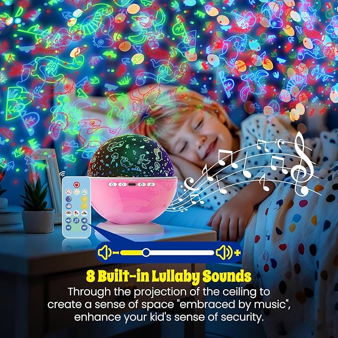 Kids Star Night Light, Night Light Projector,Nebula Star Projector 360 Degree Rotation - 6 LED Bulbs 18 Light Color Changing with USB Cable, Romantic Gifts for Men Women Children (Pink)
