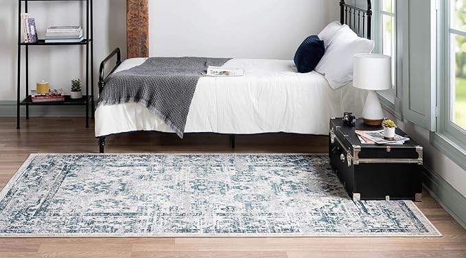Rugs.com Charleston Collection Rug – 5' x 8' Ivory Low-Pile Rug Perfect for Living Rooms, Large Dining Rooms, Open Floorplans