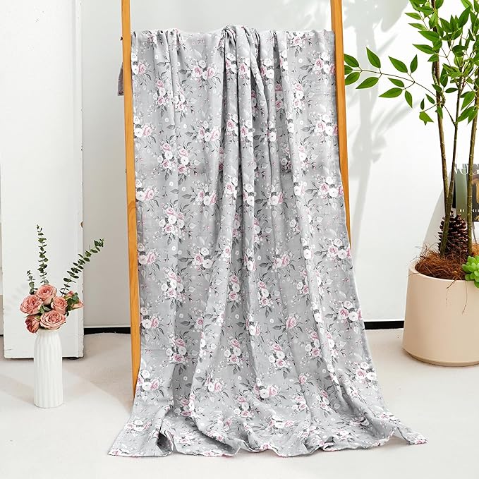 Baby Muslin Swaddle Blankets,2 Pack Receiving Blanket Baby Girl & boy,Large47 x 43 inches,Soft & Skin Friendly Swaddle Blanket Wrap(Florals)