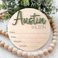 NAZENTI Personalized Baby Name Announcement Wooden Signs, Custom Birth Announcement Sign For Hospital, Birth Stat Sign, Baby's Arrival Gift For Decor, Welcome Gifts For Baby Girl Or Boy Shower