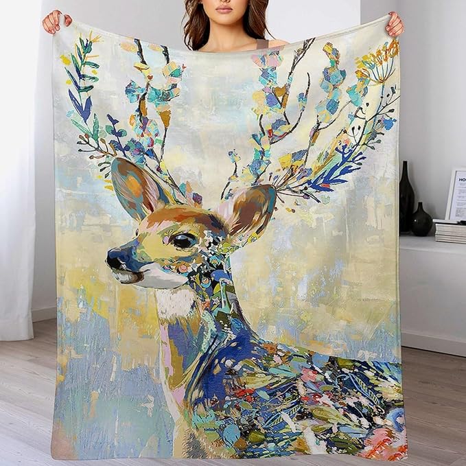 Deer Blanket Forest Deer Gifts for Girls Boys Woman Kids Hunting Lover Throw Blankets Soft Blanket Warm Fleece Flannel Plush Blankets for Bed Sofa Couch 60"x80"