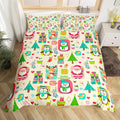 Christmas Comforter Cover Cartoon Santa Claus Snowman Flower Bedding Set Cute Penguin Deer Duvet Cover for Children Boys Girls Microfiber Gift Boxes Bedspread Cover Room Decor Bedclothes Twin Size