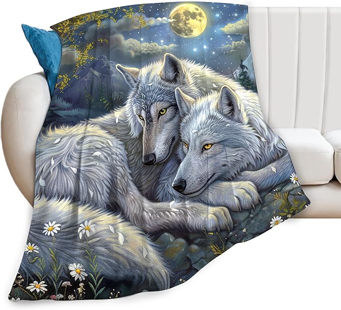 Wolf Blanket Wolves Gifts for Girls Boys Woman Kids Wolf Animal Lover Throw Blankets Soft Blanket Warm Fleece Flannel Plush Blankets for Bed Sofa Couch 40"x50"