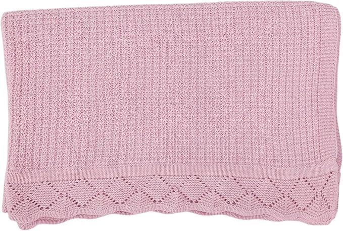 Baby Knit Blanket, 100% Cotton Waffle Patterns, Soft, Cozy, Lightweight Swaddle for Newborn & Infant Swaddling Beige Neutral, Perfect Baby Shower Ideas Pink 30x30