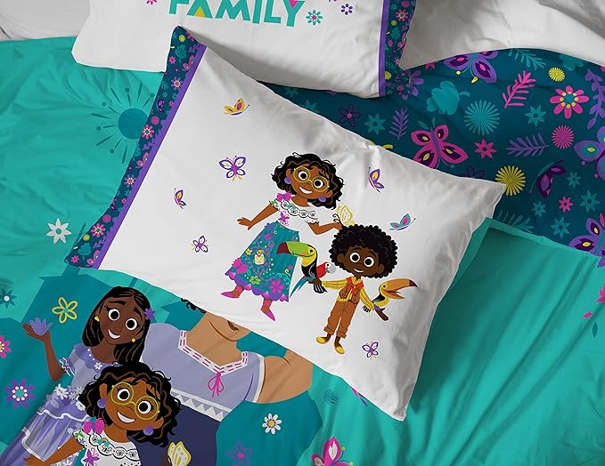 Jay Franco Disney Encanto Sister Magic 5 Piece Full Bed Set - Includes Reversible Comforter & Sheet Set - Super Soft Fade Resistant Polyester (Official Disney Product)