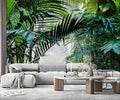 -Rainforest Leaves Fabric Wallpaper Green Trees Mural Bedroom 140" x 91" (Not Peel and Stick)