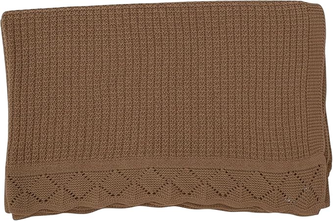 Baby Knit Blanket, 100% Cotton Waffle Patterns, Soft, Cozy, Lightweight Swaddle for Newborn & Infant Swaddling Beige Neutral, Perfect Baby Shower Ideas Mocha 30x40