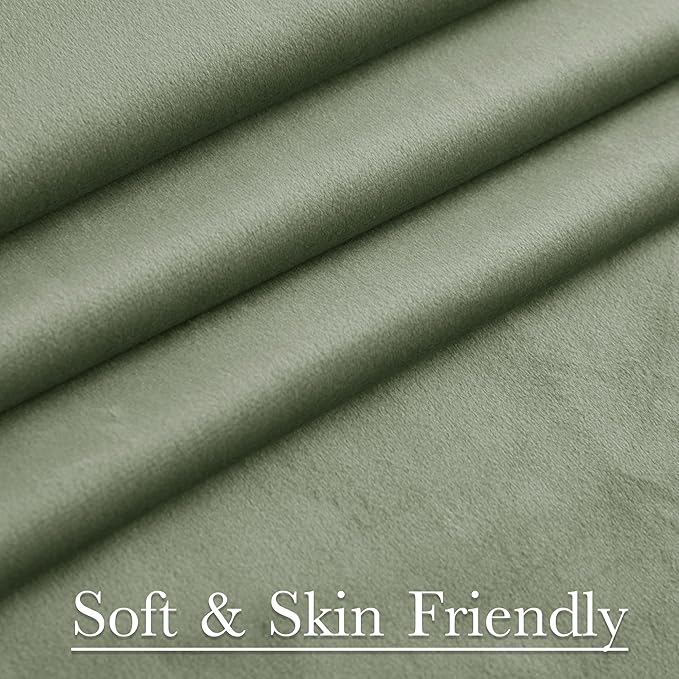 StangH Sage Green Living Room Curtains 105 inches Long Soft Velvet Thermal Insulated Room Darkening Door Drapes Heavy Thick Privacy Panels for Bedroom, W52 x L105, 2 Panels