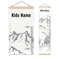 Personalized Kids Name Growth Chart Ruler for Wall Wood Frame Height Measure Chart 13.4x56 in Linen Hanging Height Growth Chart Winter Mountain Kids Room Decor