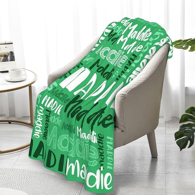 Personalized Blankets With Name Customized Baby Blankets for Girls Boys Adults Monogrammed Blankets and Throws Christmas Birthday Mothers Fathers Valentines Day Gift (Medium Sea Green,50''×60'')