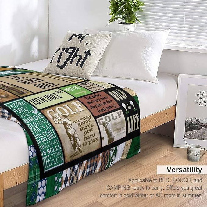 Golf Blanket Gifts for Golf Lovers Golf Throw Blanket for Women Men Adults Soft Warm Cozy Fleece Blanket for Couch Sofa Bed 60"x80"