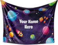 Custom Space Blanket for Kids | Cozy Throw Blanket | Space Themed Bedroom Decor | Personalized Kids Blanket | Soft Warm Lightweight Blanket | Boys and Girls (Space V2, Sherpa - 60x80)
