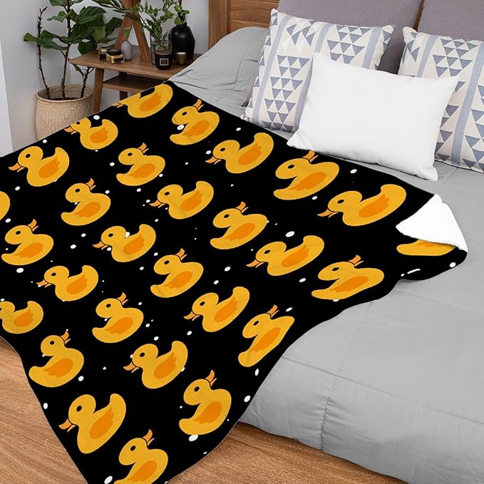 Thuswarm Cute Snowflake and Duck Flannel Blanket for Autumn Winter Gifts Warm Cozy Soft Funny Print Throw for Bed Couch Sofa 80”×60” Large for Adult