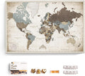 Canvas World Map with Cork Pin Board - English Lettering - Decorative Wall Decoration for All Rooms - Canvas Pictures with World Map Motif (70x50 cm, Pattern 25)