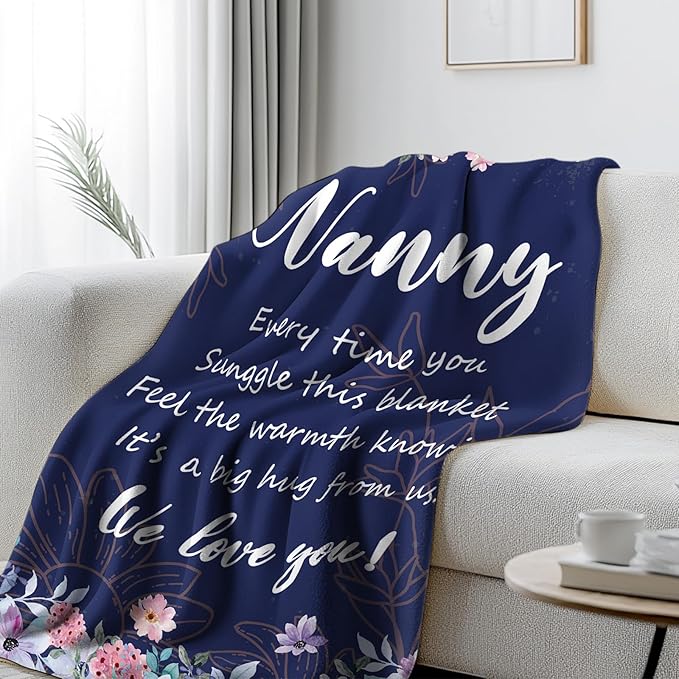 Nanny Gifts from Grandchildren, Nana Birthday Gifts for Grandma, Nana Gift for Christmas Thanksgiving Birthday, Flannel Nanny Blanket for Sofa Couch Room 50" x 60"