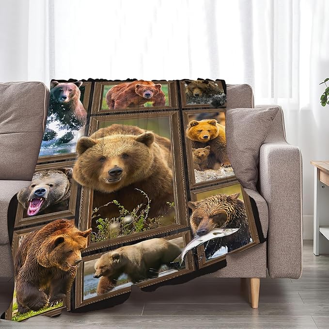 Tijuboni Bear Throw Blanket Bear Gifts for Girls Boys Women Men Kids Adults Soft Flannel Fleece Blanket for Couch Sofa Bed Home Decor 40"x50"
