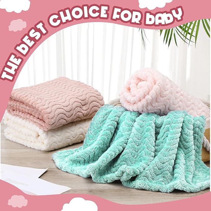 Frienda 4 Pcs Baby Fuzzy Blanket Fluffy Baby Blanket for Boys Girls Soft Warm Infant Newborn Toddler Receiving Nursery Bed Supplies, 32 x 24 Inch(Pastel Color)
