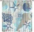 Coastal Curtains Ocean Beach Themed Room Darkening Window Curtain Nautical Coral Decor Curtain for Bedroom Living Room Bathroom Nursery Set 2 Panels,42x45 Inches