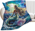 Mermaid Blanket Navy Mermaids Gifts for Girls Boys Woman Kids Ocean Mermaid Lover Coastal Throw Blankets Soft Blanket Warm Fleece Flannel Plush Blankets for Bed Sofa Couch 50"x60"