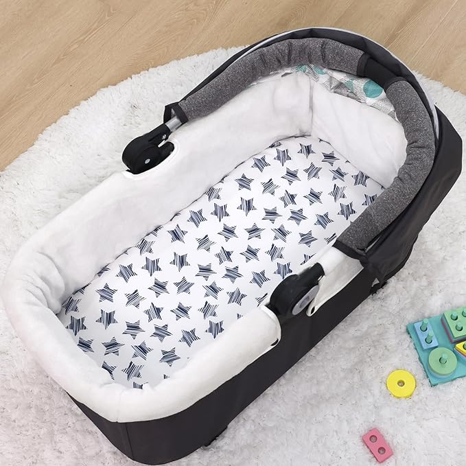 PHF 3 Pack Soft Bassinet Sheets, Space Breathable Comfy Cradle Sheets for Baby Boys Girls Neutral, No Slip Universal Fit for Most Cradle and Bassinet Mattress, Space