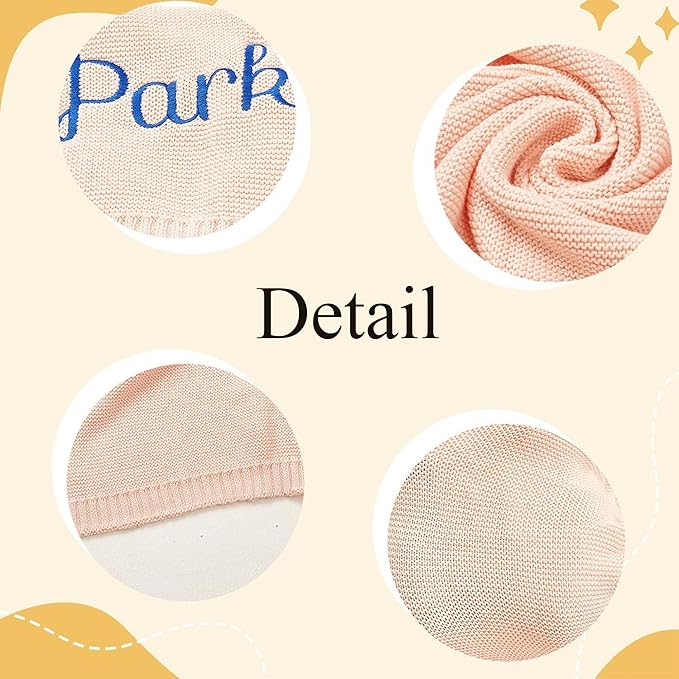 Luxury Personalized Baby Blanket, Soft Breathable Cotton Knit, Custom Embroidered Name Blanket, Newborn Baby Gift, Baby Shower Present, Gifts for New Mom, Baby Girl & Boy Style 5