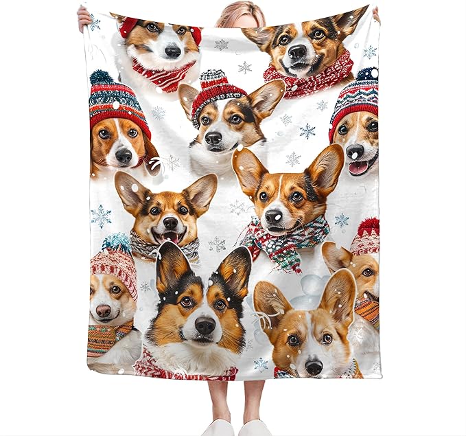 Corgi Blanket Funny Corgi Dog Gifts for Girls Boys Woman Kids Cute Corgis Lover Bear Throw Blankets Soft Blanket Warm Fleece Flannel Plush Blankets for Bed Sofa Couch 60"x80"