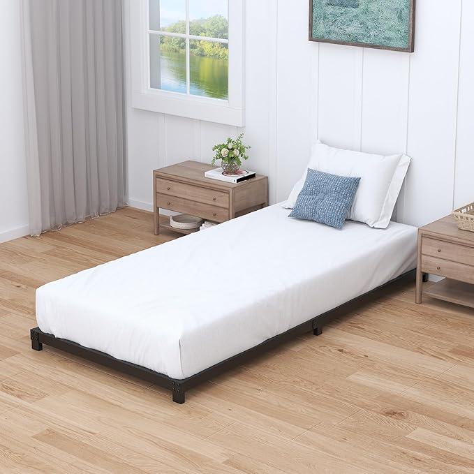 3 Inch Twin XL Bed Frames Low Profile, XL Twin Bed Frame No Box Spring Needed, Heavy Duty Metal, Easy Assembly, Black