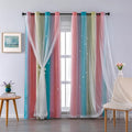 XiDi Pink Blue Yellow 54 Inches Curtains for Girls Bedroom 2 Panels Set, Blackout Rainbow Curtains for Kids Room Decor, Unicorn Wall Decals Drapes for Little Girl Nursery Room 52 Inches Wide
