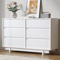White Dresser for Bedroom, 47" Wide 6 Drawer Dresser, Mid Century Modern Dressers Chest of Drawers, Wooden Large Dressers for Bedroom, Closet