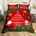 Feelyou Christmas Bedding Set Kids Cartoon Santa Claus Comforter Cover Set for Boys Girls Christmas Tree Xmas Theme Duvet Cover Breathable Snowman Bedspread Cover Room Decor Quilt Cover King Size