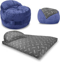 CordaRoy's NEST Gaming Bean Bag Chair-Convertible Bean Bag Chair -Washable Chenille Cover with Pockets for Remote,Controllers-for Living Room,Basement-Queen Size-Navy|Made in The USA