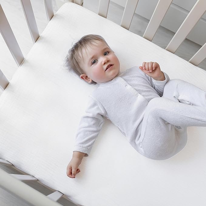 2 Pack | Extra Soft Muslin Fitted Crib Sheets 100% Organic Cotton Baby Crib Sheets for Standard Crib Mattress | 28 X 52 Inches