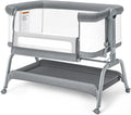 BabyBond Baby Bassinet, 3 in 1 Bassinet Bedside Sleeper with Washable Soft Mattress and Sheet, 6 Height Adjustable Bedside Crib, 4-Sided Mesh Bedside Bassinet for Baby