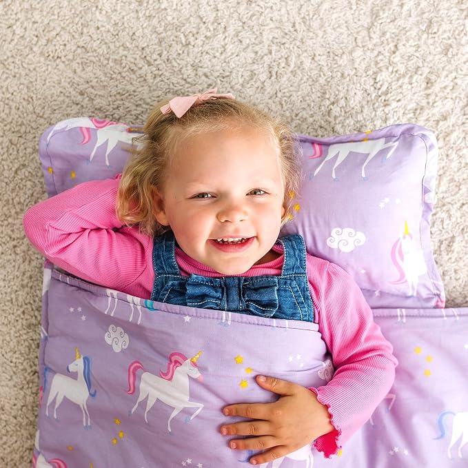 Wildkin Kids Original Nap Mat – Cozy Kids Sleep Mat with Pillow, ideal for School & Travel