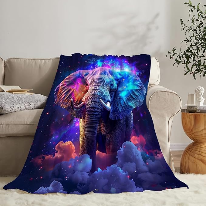 Fantasy Elephant Throw - Soft, Warm & Cozy Fleece Blanket for Girls, Boys, Women, Men, Kids & Adults - Couch, Sofa & Bed - 60"x50"
