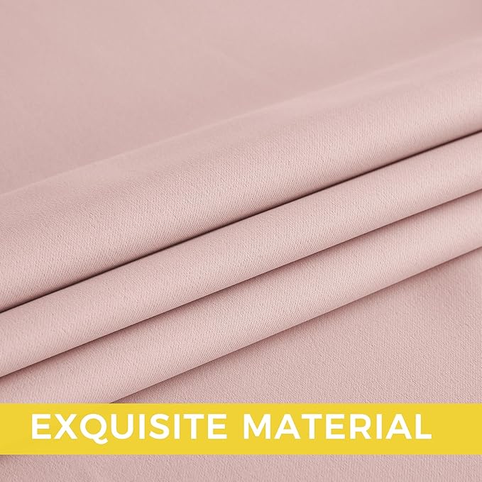 NICETOWN Blush Pink Room Darkening Curtains 96 Inches Long 2 Panels for Girls Room, Bedroom, Nursery Thermal Insulated Blackout Drapes Solid Grommet Noise Reducing Window Curtains, W40