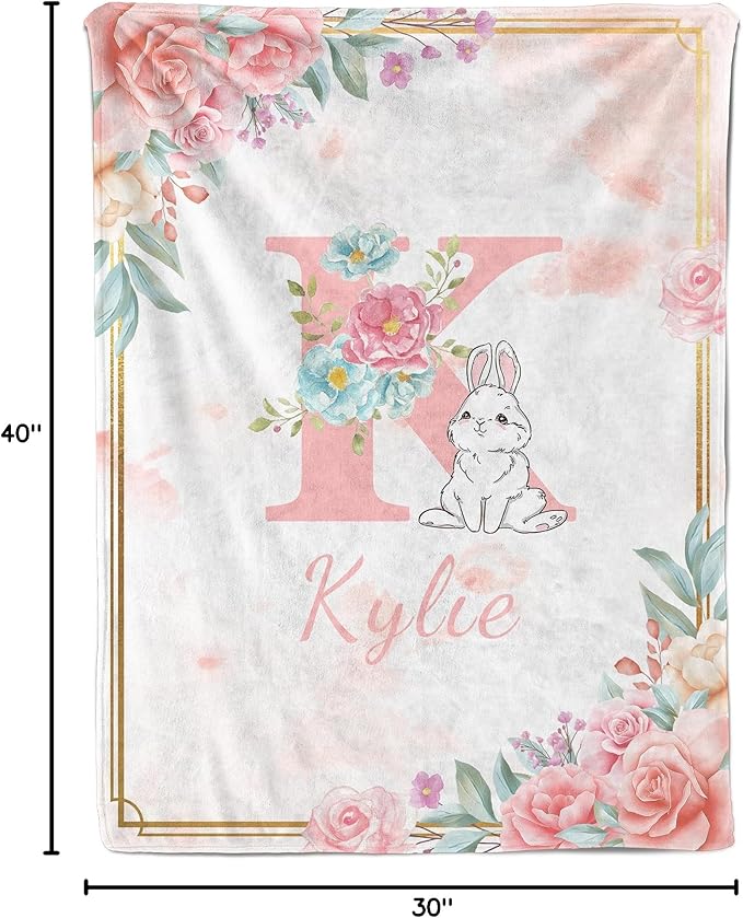 Ship Next Day, Personalized Baby Girl Blanket Gifts with Name, Custom Baby Blankets for Girls, Newborn Receiving Swaddle Blanket, Customized Kids Blankets for Babies Shower Birthday
