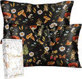 Silk Pillowcase 2 Pack - Pillow Cases 20" x 36" King Size Set of 2 for Hair and Skin Smooth Soft Breathable with Hidden Zipper Cooling Pillow Covers for Sleeping, Mushroom Plants
