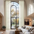 Dreaming Casa Ivory Sheer Curtains 204 Inches Long, Rod Pocket & Back Tab Light Filtering Textured Sheers for Living Room Bedroom, 2 Panels, Each 52" W x 204" L