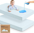 Waterproof Crib Mattress Protector Cover Fitted - 2-Pack Quiet Baby Crib Mattress Pad Sheets, 52" x 28" Soft Quilted Cotton Baby Sheet, Machine Washable, Easy Fit, Durable (Frost/Mavy)